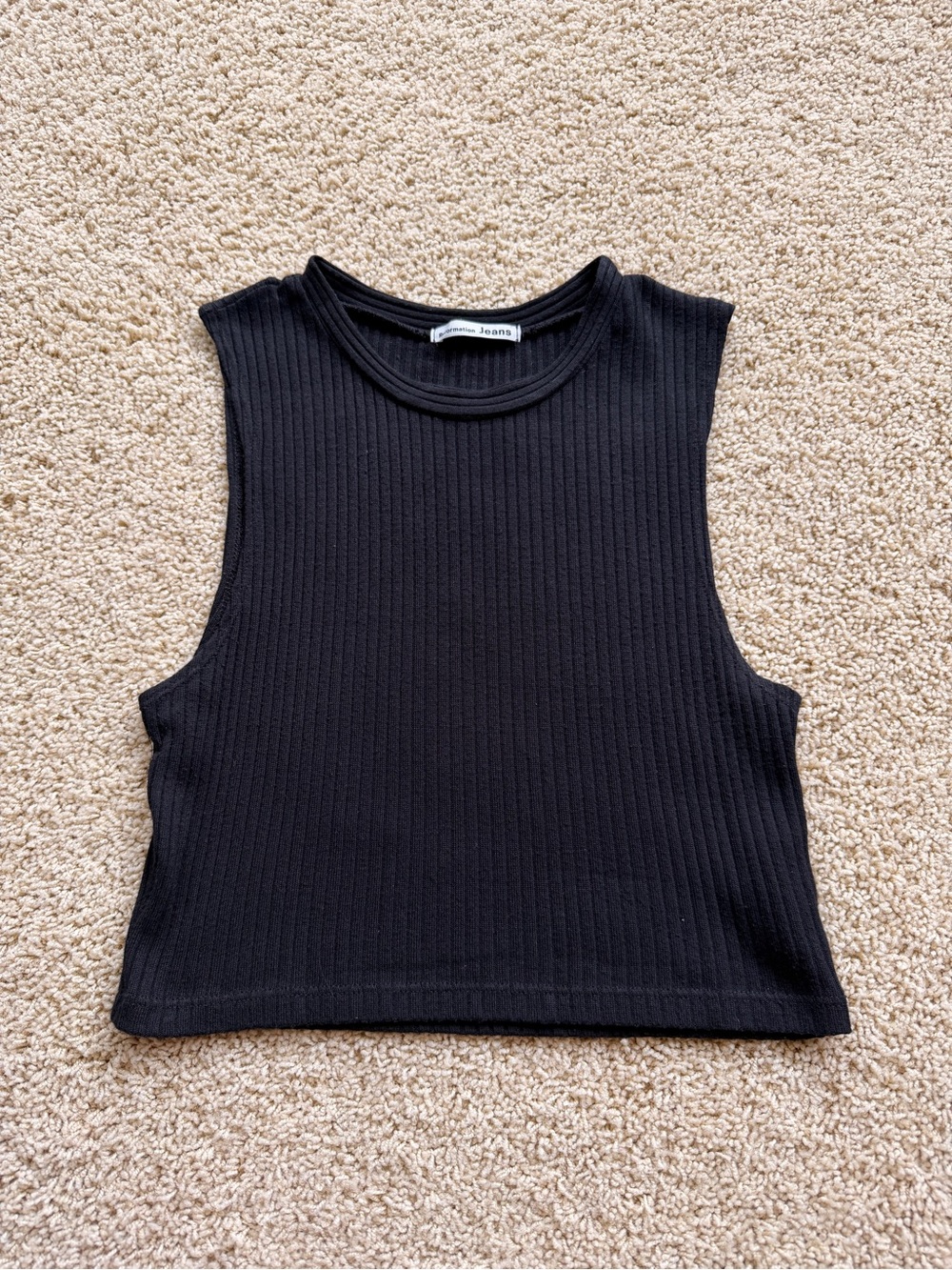 Reformation Black Ribbed Cropped Tank